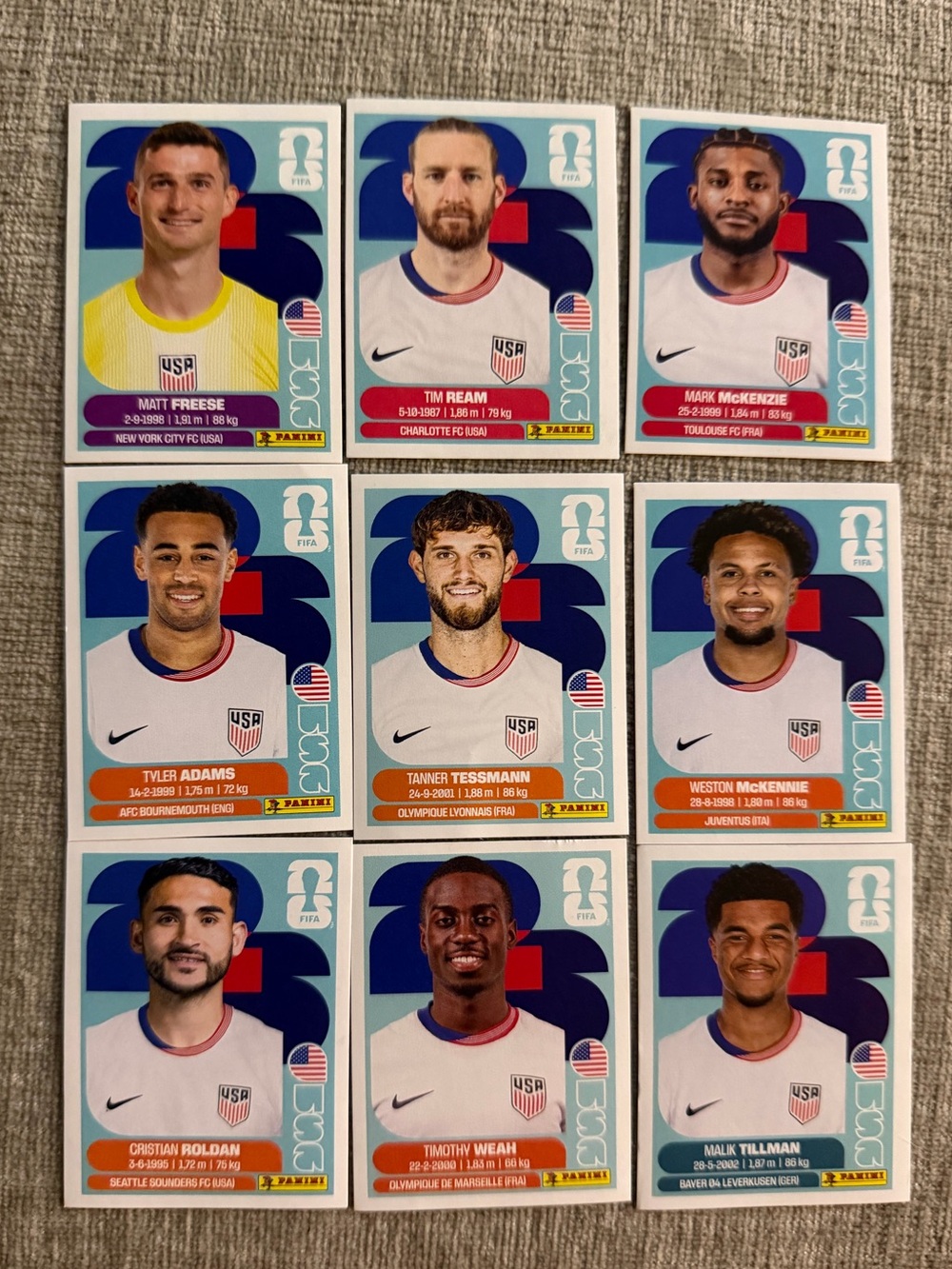 USA FIFA Stickers